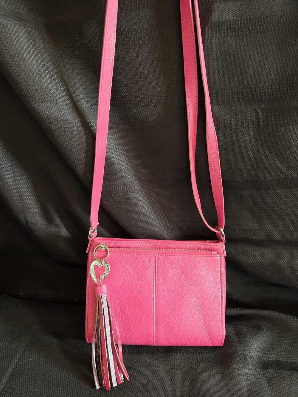Brighton Bright Pink Leather Crossbody Bag EUC